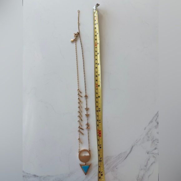 EUC Madewell Reversible Gold Necklace with White/Blue Triangle Pendant - Picture 8 of 11